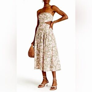 Zimmermann Lyre Wrap Tie Side Midi Dress